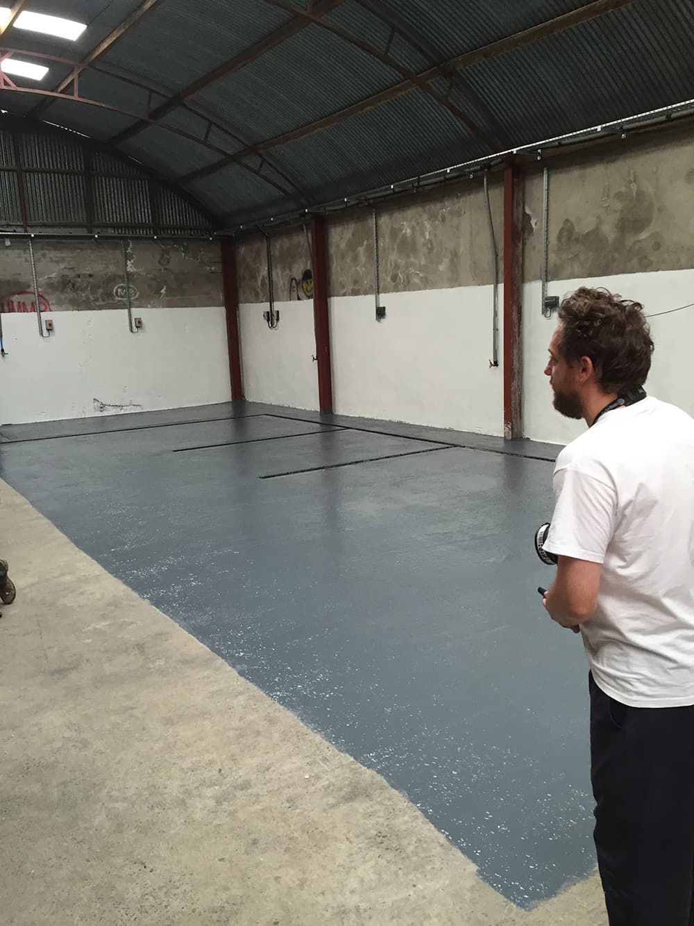 Hammy admiring his work with the paint gang