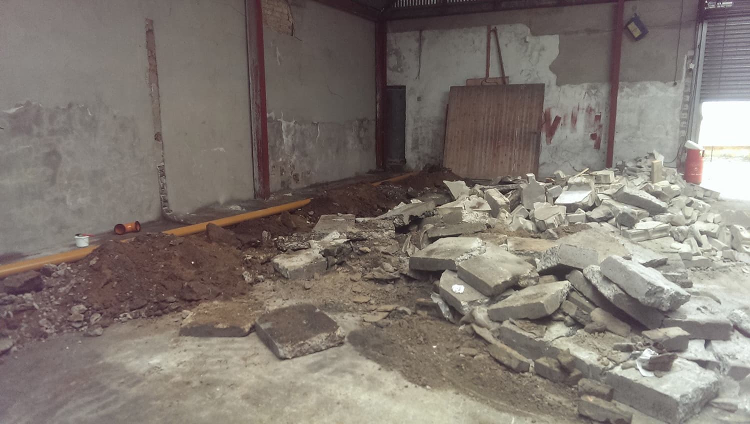 After Paul and the boys brought their sledge hammers!